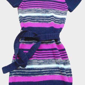 TURTLENECK SWEATER DRESS GIRLS SIZE 6X BROWN PINK & WHITE STRIPED